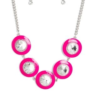Paparazzi Pink and Silver Crystal Necklace Feminine Fashion Jewelry